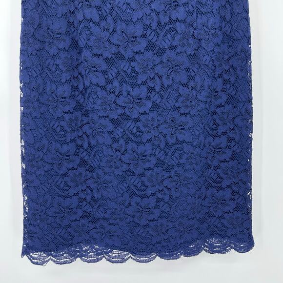 Diane von Furstenberg DVF Nisha Lace Sheath Dress Navy Illusion Yoke Womens Sz 4 - Picture 5 of 12